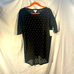 Lularoe black Irma xxs gold design 3/4 sleeves flowy comfortable women’s attire